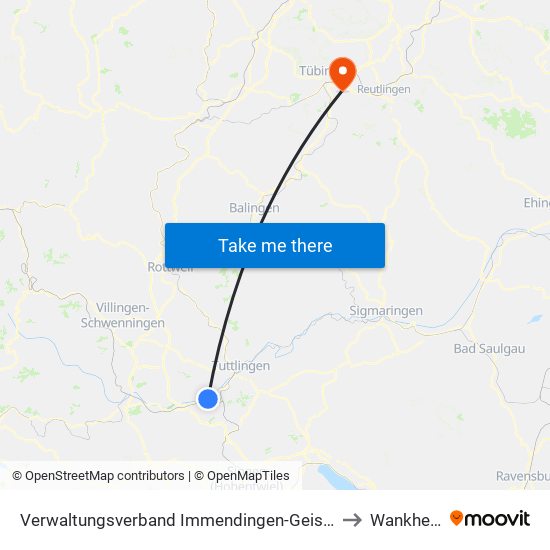 Verwaltungsverband Immendingen-Geisingen to Wankheim map