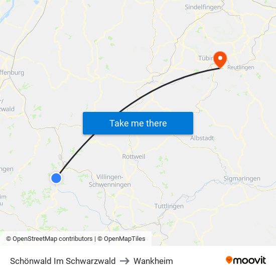 Schönwald Im Schwarzwald to Wankheim map