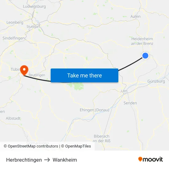 Herbrechtingen to Wankheim map