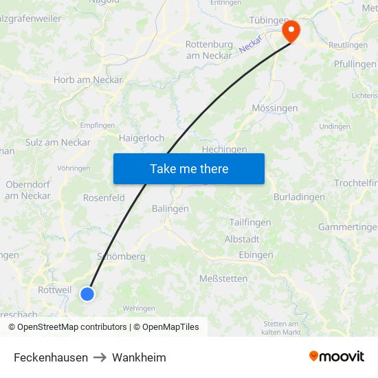 Feckenhausen to Wankheim map