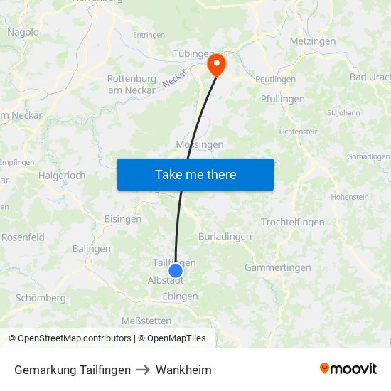 Gemarkung Tailfingen to Wankheim map