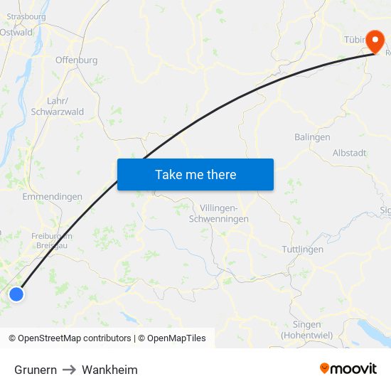 Grunern to Wankheim map