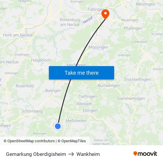 Gemarkung Oberdigisheim to Wankheim map
