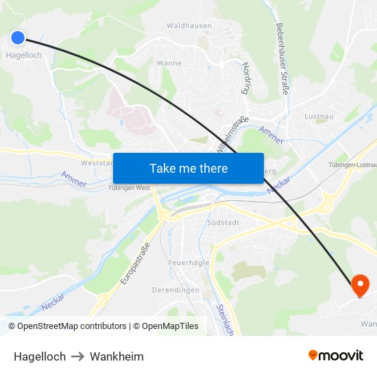Hagelloch to Wankheim map
