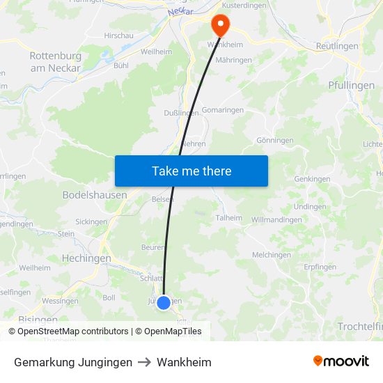 Gemarkung Jungingen to Wankheim map