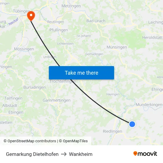 Gemarkung Dietelhofen to Wankheim map