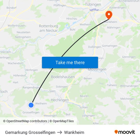 Gemarkung Grosselfingen to Wankheim map