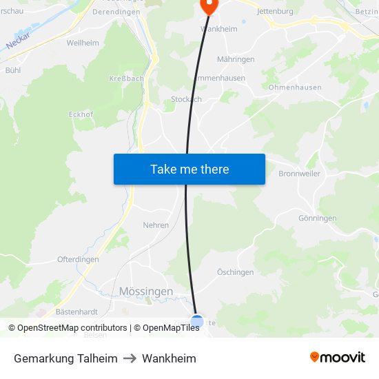 Gemarkung Talheim to Wankheim map
