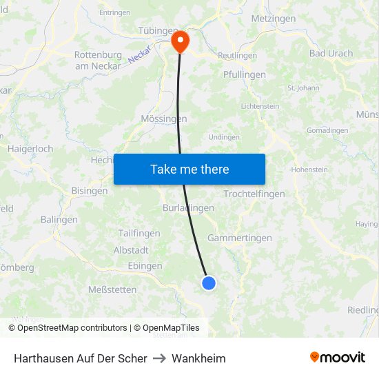 Harthausen Auf Der Scher to Wankheim map