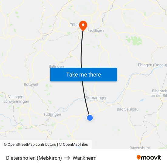 Dietershofen (Meßkirch) to Wankheim map