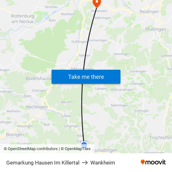 Gemarkung Hausen Im Killertal to Wankheim map