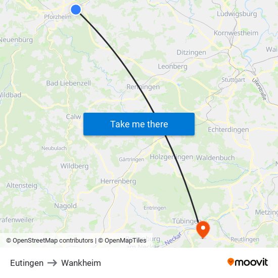Eutingen to Wankheim map