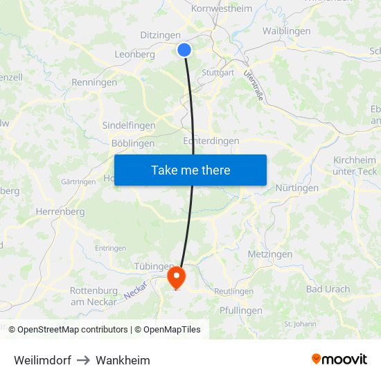 Weilimdorf to Wankheim map