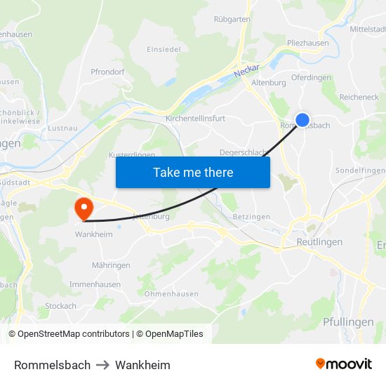 Rommelsbach to Wankheim map