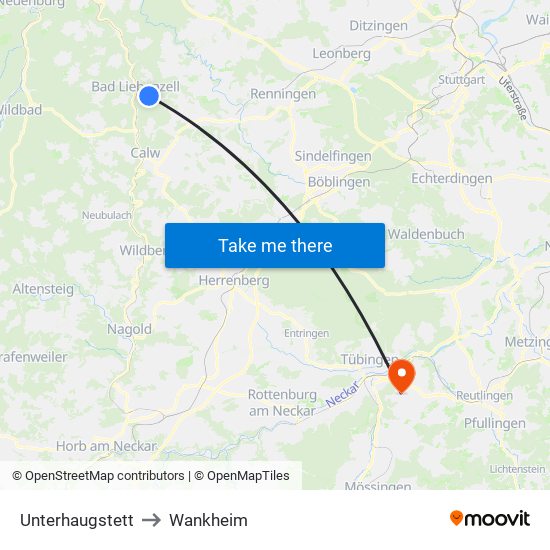 Unterhaugstett to Wankheim map