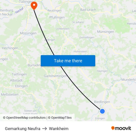 Gemarkung Neufra to Wankheim map