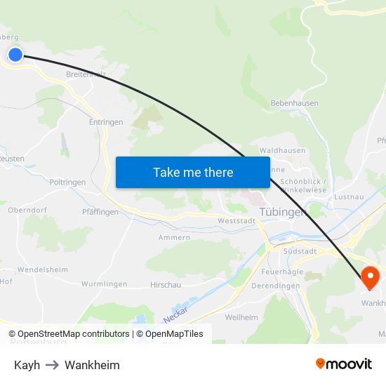 Kayh to Wankheim map