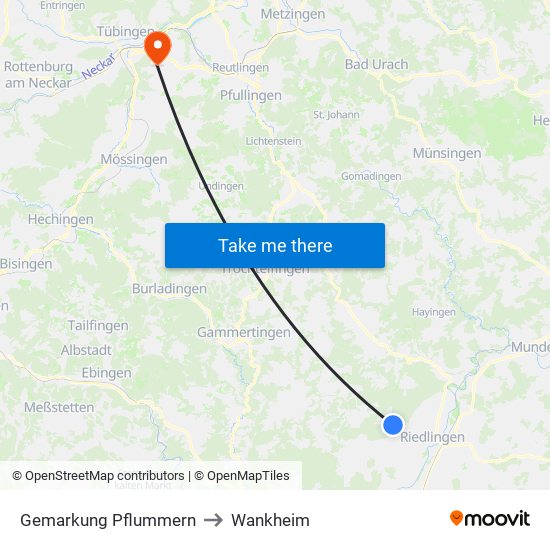 Gemarkung Pflummern to Wankheim map