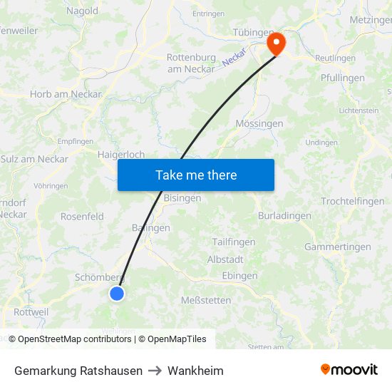 Gemarkung Ratshausen to Wankheim map
