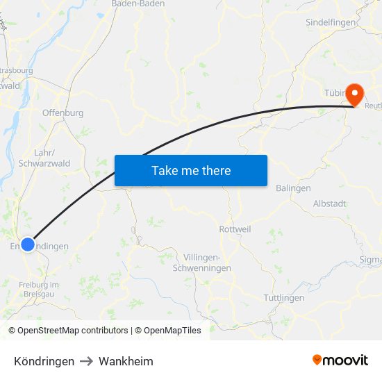 Köndringen to Wankheim map