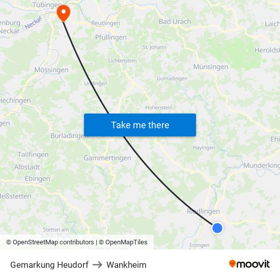 Gemarkung Heudorf to Wankheim map