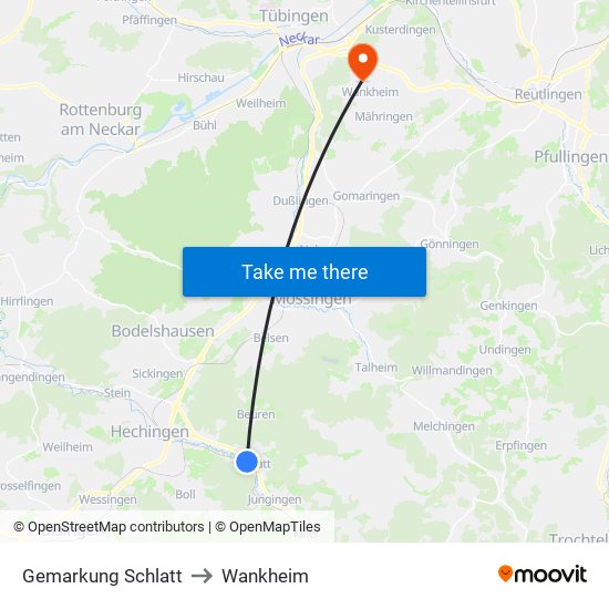 Gemarkung Schlatt to Wankheim map