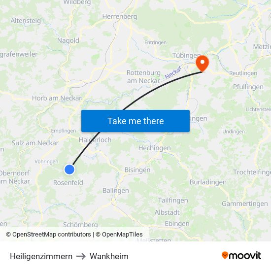 Heiligenzimmern to Wankheim map