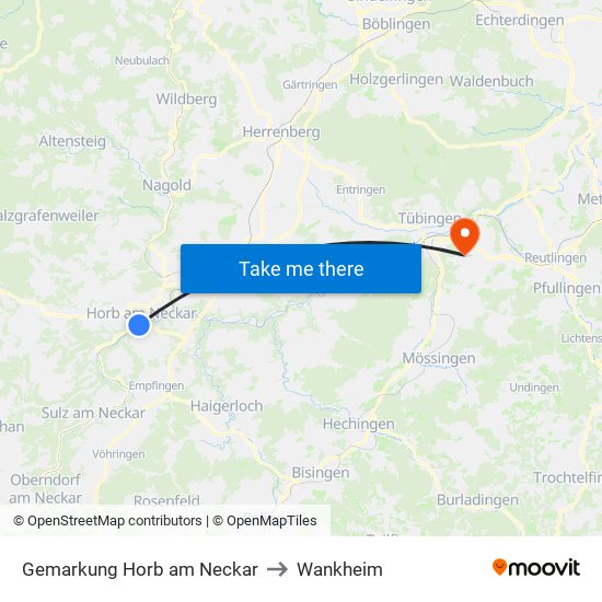 Gemarkung Horb am Neckar to Wankheim map