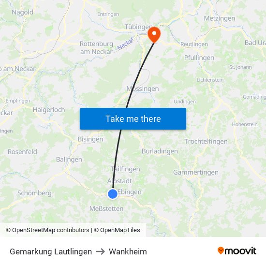 Gemarkung Lautlingen to Wankheim map