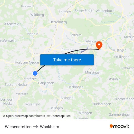 Wiesenstetten to Wankheim map