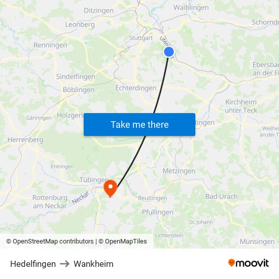 Hedelfingen to Wankheim map