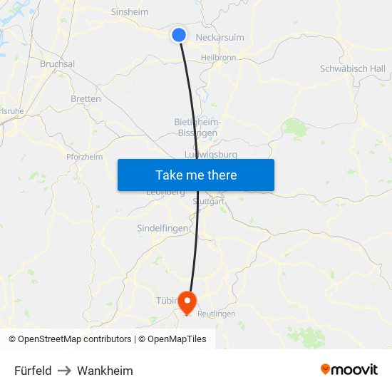 Fürfeld to Wankheim map