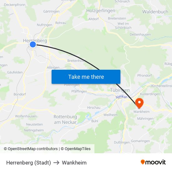 Herrenberg (Stadt) to Wankheim map