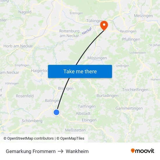 Gemarkung Frommern to Wankheim map