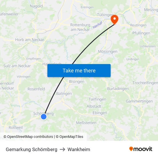 Gemarkung Schömberg to Wankheim map