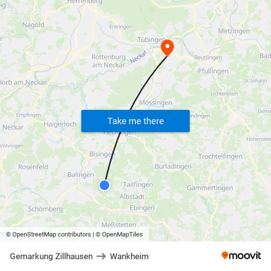 Gemarkung Zillhausen to Wankheim map