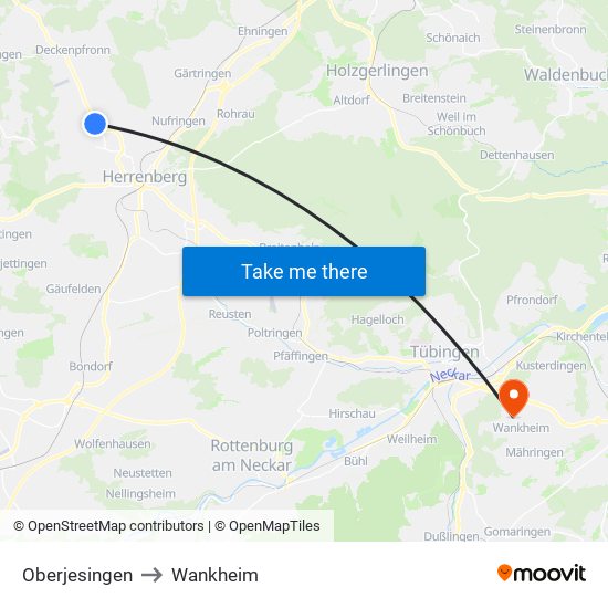 Oberjesingen to Wankheim map