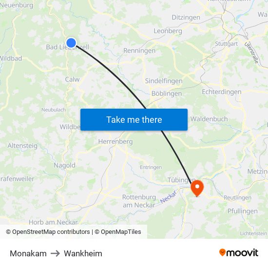 Monakam to Wankheim map