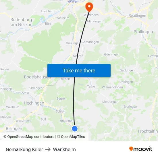 Gemarkung Killer to Wankheim map