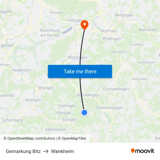 Gemarkung Bitz to Wankheim map