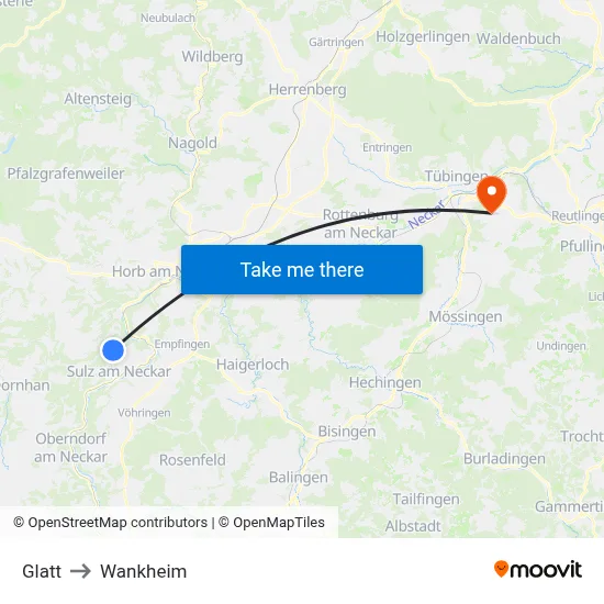 Glatt to Wankheim map