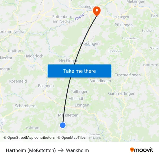 Hartheim (Meßstetten) to Wankheim map