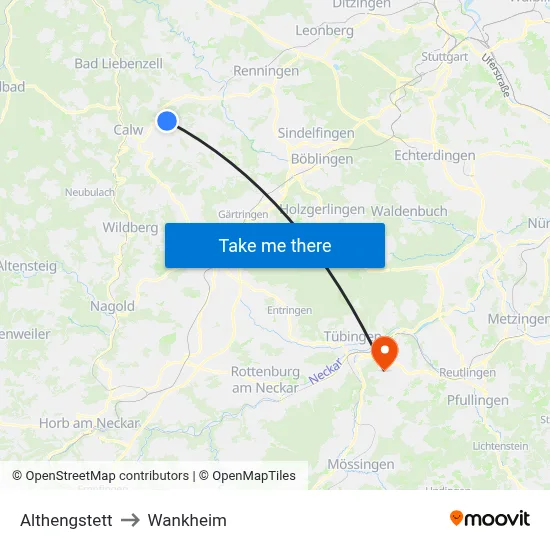 Althengstett to Wankheim map