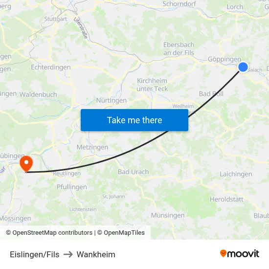 Eislingen/Fils to Wankheim map