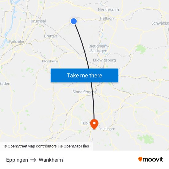 Eppingen to Wankheim map