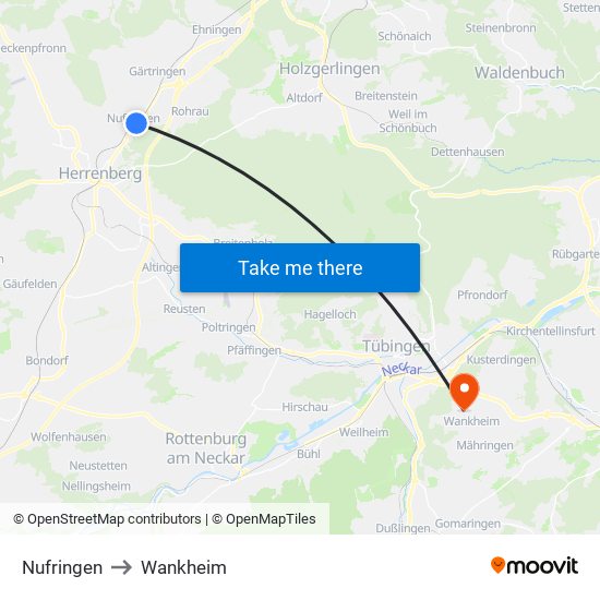 Nufringen to Wankheim map