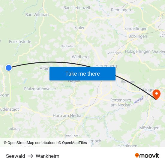Seewald to Wankheim map