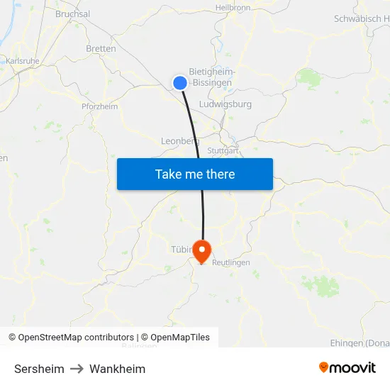 Sersheim to Wankheim map