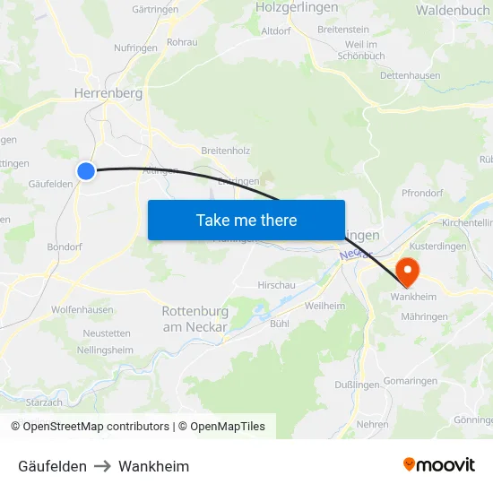 Gäufelden to Wankheim map