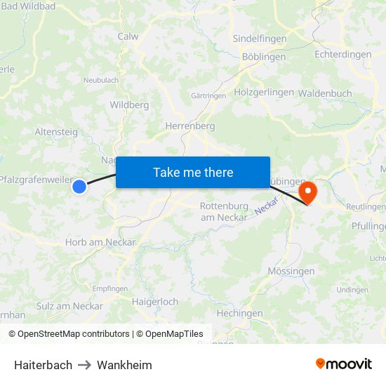 Haiterbach to Wankheim map